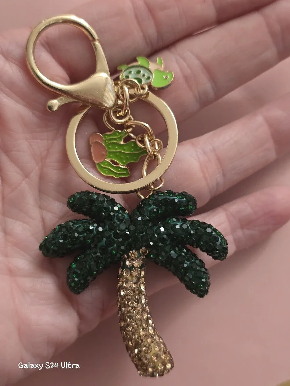 Rhinestone Palm Tree Bag Charm/ Keychain NEW